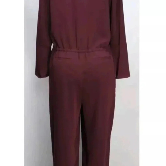 New W Tags LAUREN RALPH LAUREN BurgundyBell Sleeve V-neck Drawstring Jumpsuit 12 - Picture 13 of 14